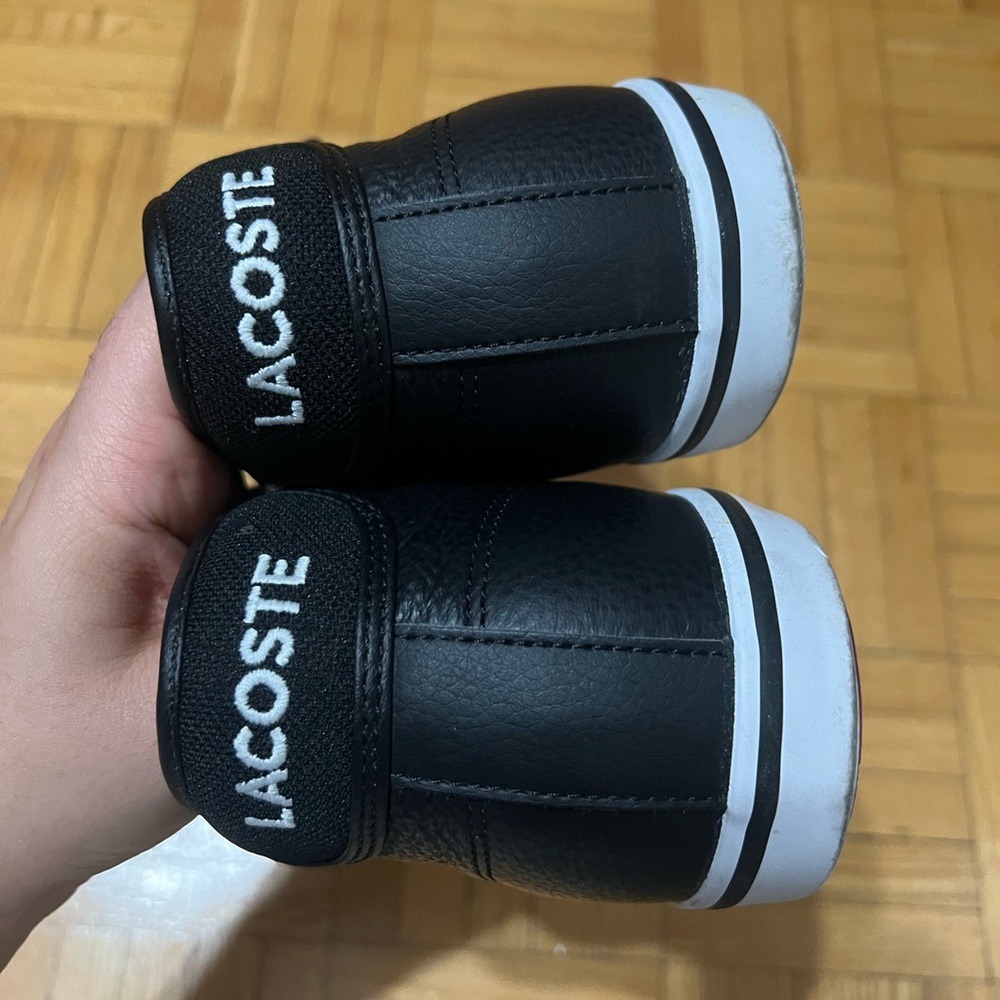 Lacoste Black Leather Low-Top Sneakers with White Soles - Picture 3 of 5